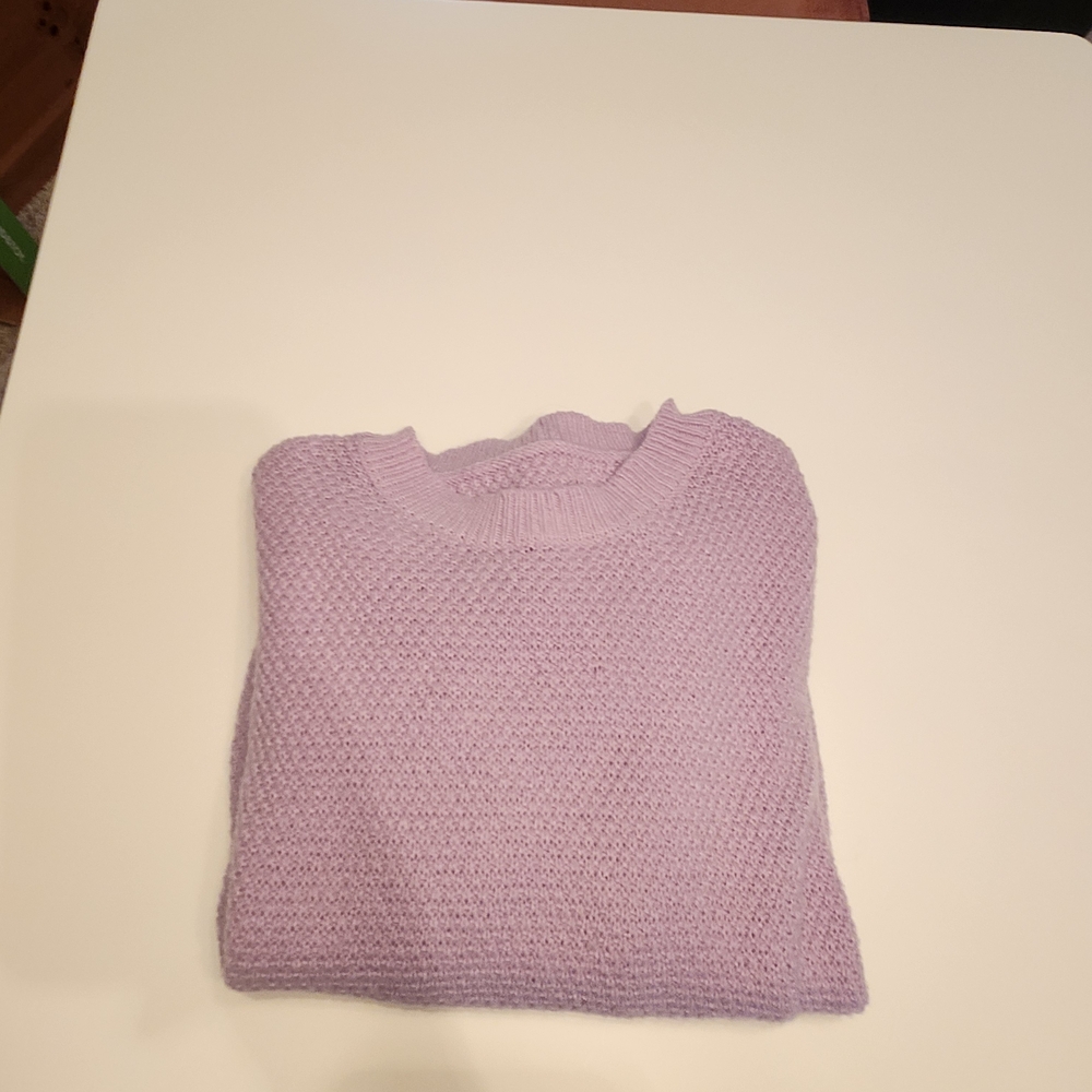 Lavender Textured Knit Sweater | Cozy Spring Pastel | XXL | Relaxed Fit - Picture 3 of 8